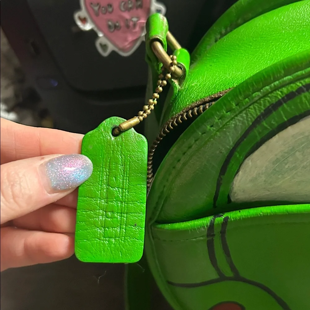 Vintage Coach Chester‎ Bag 9901 90s Hand painted Custom Leather Kelly Green - Picture 3 of 7